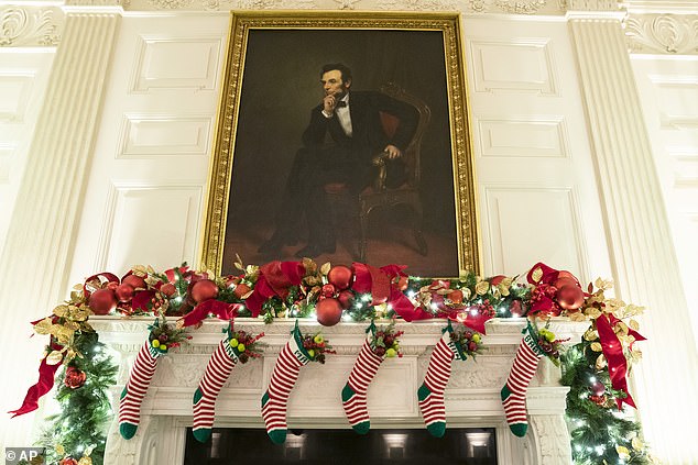 The 2021 White House Christmas stocking exhibit featured six stockings, but not seven, from the grandchildren of President Joe Biden and first lady Jill Biden