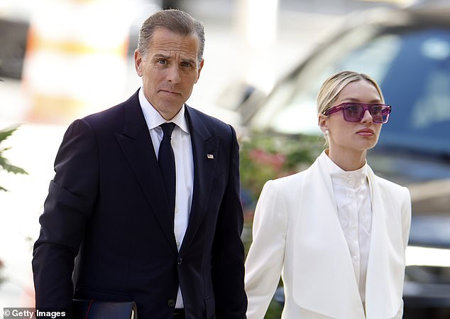 Hunter Biden, son of US President Joe Biden, and his wife Melissa Cohen Biden, arrive at the J. Caleb Boggs Federal Building in Wilmington, Delaware on June 7, 2024