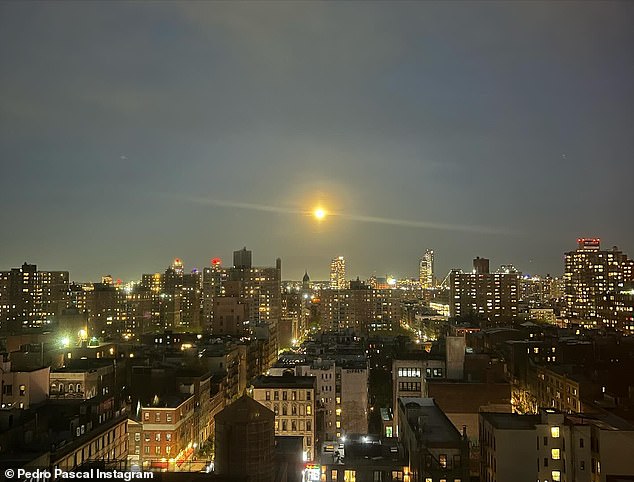 As part of his triptych, he shared a photo of the night sky over the New York City skyline, writing in his caption, “Moon me.  #Materialists #NewYorkCity #CelineSong That's a wrap'