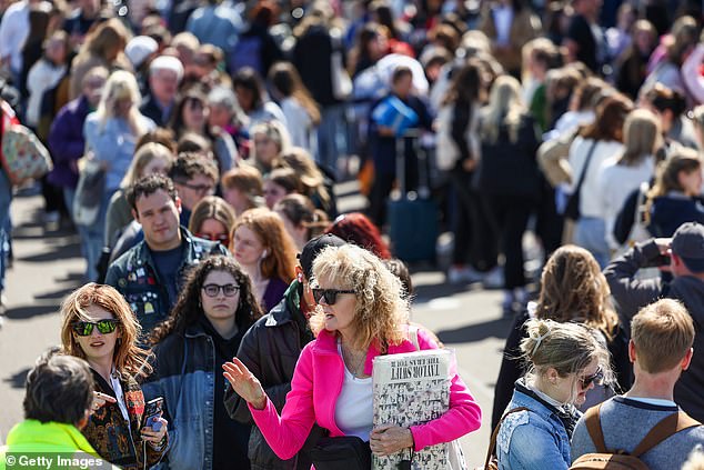 Taylor Swift fans lined up outside the stadium a day before the sold-out concert