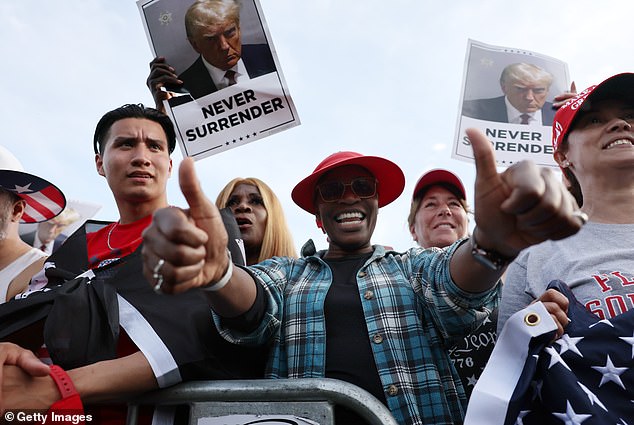 During his visit, Trump criticized Biden's record and presented himself as the better president for black and Hispanic voters