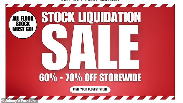 Johnny's website confirms the news and advertises a 'stock liquidation sale' with 60 to 70 percent off storewide