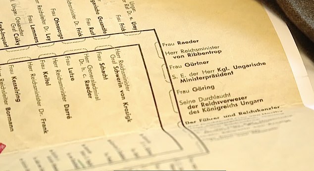 Also on the desk was a seating chart for all top officials of the Nazi Party, and Staubus took that with him as well