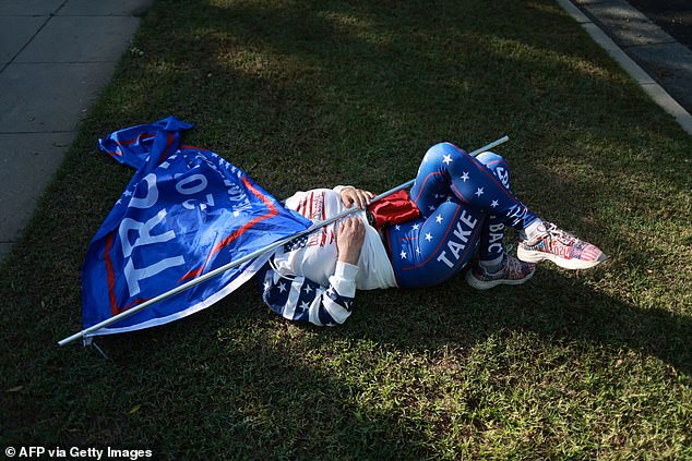 One supporter was decked out in stars and stripes with Trump's name on it