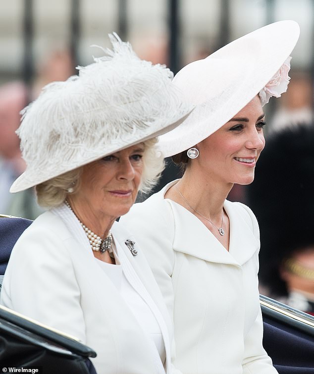 In 2016, Camilla and Kate were back to their matchiest, each choosing a cream coat to wear for the occasion.  Kate wore a recycled coat dress from Alexander McQueen that she previously wore to Princess Charlotte's christening