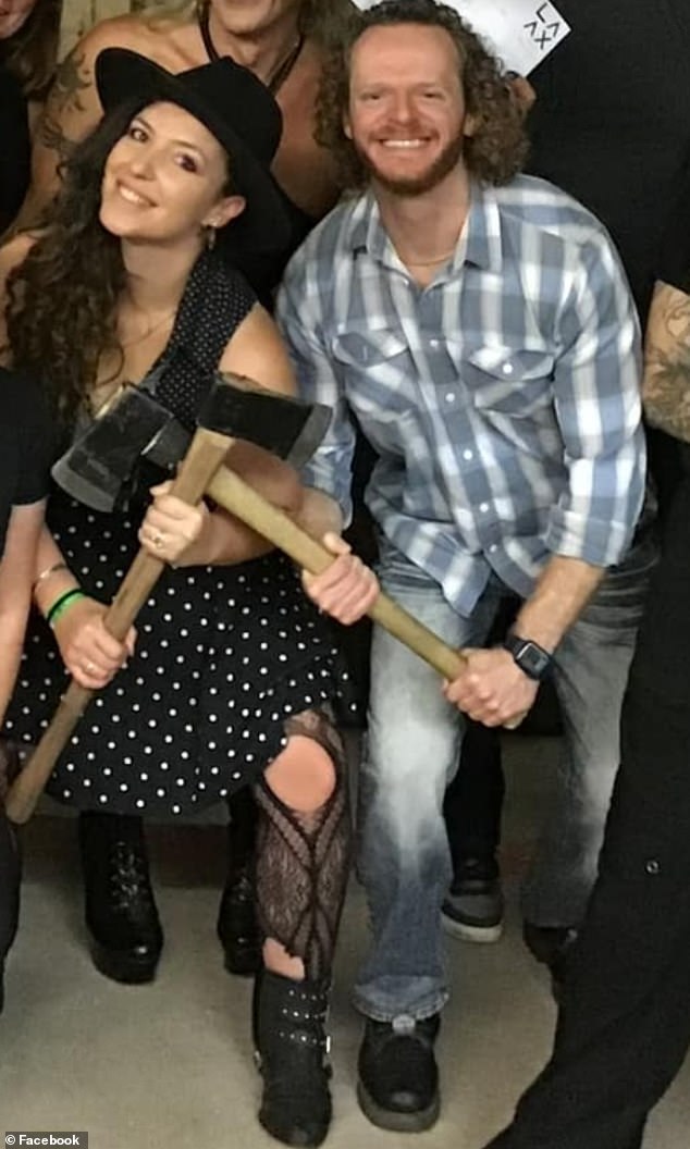 Pascal allegedly stabbed his girlfriend Allie Shehorn twenty times before fleeing to Texas.  He was charged with attempted murder, burglary and domestic violence.  They are pictured at an ax throwing club where they celebrated her birthday last October