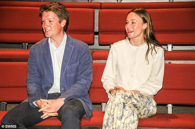 The Duke of Westminster and his then fiancée Olivia Henson are pictured on a charity visit in Chester earlier this year, ahead of their wedding