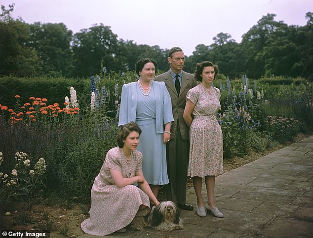 George VI with his family in the Queen Mother's beautiful gardens at Royal Lodge