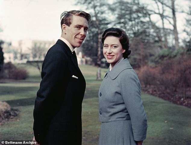 Princess Margaret's official engagement photos were taken in the grounds of Royal Lodge.  Above: With husband-to-be Anthony Armstrong-Jones when their engagement was announced in 1960