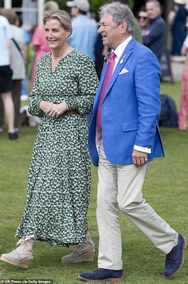 Sophie (pictured, left) was seen around the event with experienced gardener Alan Titchmarsh (pictured, right), the show's honorary chairman