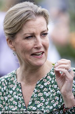 The Duchess of Edinburgh is pictured eating a mushroom leaf