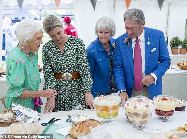 Dame Mary Berry (pictured, left) and Sophie (pictured, centre) were also joined by Alan Titchmarsh (pictured, right) as they looked at desserts and bread