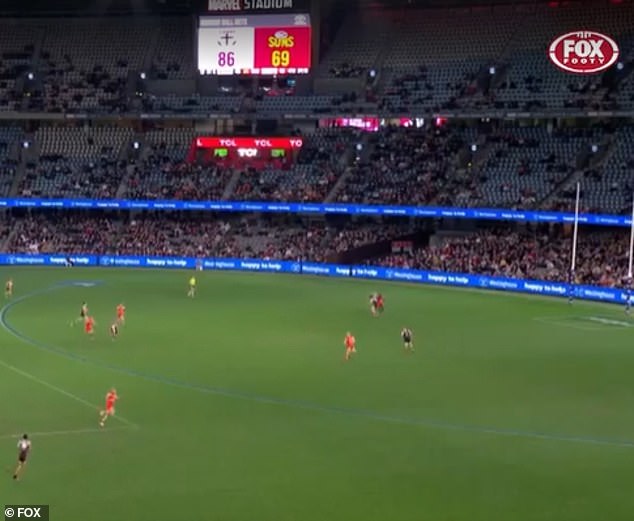 With just over three minutes remaining, Mac Andrew was controversially penalized for holding Max King at the top of the St Kilda goal area, well away from the ball.