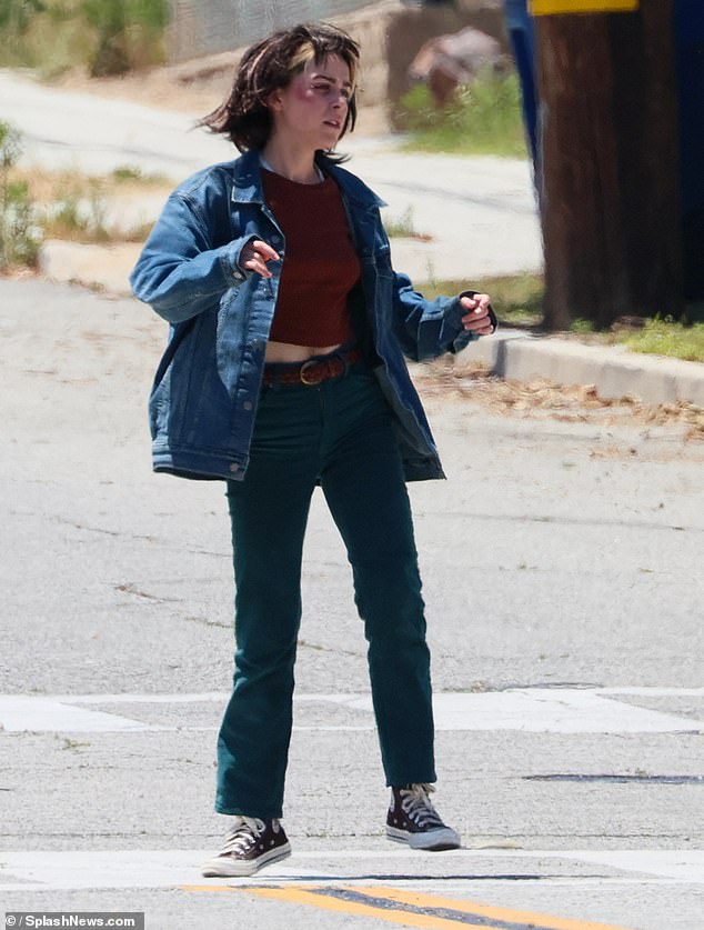 Shipka, 24, was unrecognizable as the escaped cult who returns for revenge.  The young star traded her blonde locks for a messy brown bob.  Her character wore an oversized denim jacket over a brown crop top and teal corduroy pants