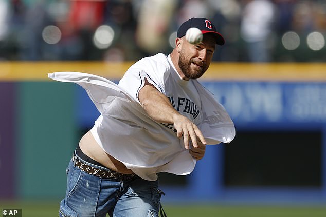 Kelce previously delivered a woeful first pitch for the Cleveland Guardians in 2023