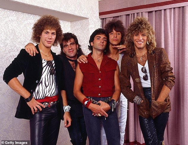 On tour in Japan, 1984, from left: David Bryan, Tico Torres, Alec John Such, Richie Sambora and Jon Bon Jovi