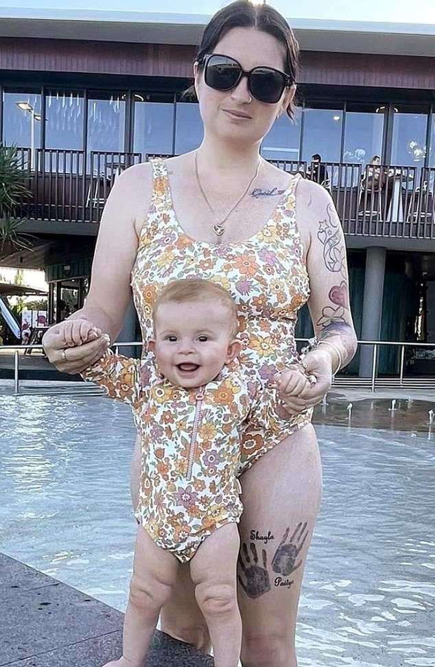 Alana Jade Osborne and Jessie Ella Ayling harassed Mrs Murphy (pictured with Taidyn), including once when Osborne signed the pair up for swimming lessons just two days after the toddler's death