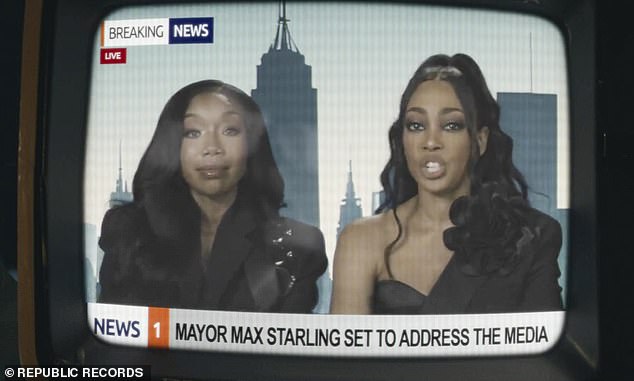 In a nod to Brandy and Monica's 1998 duet The Boy Is Mine, the veteran R&B singers appear as news anchors