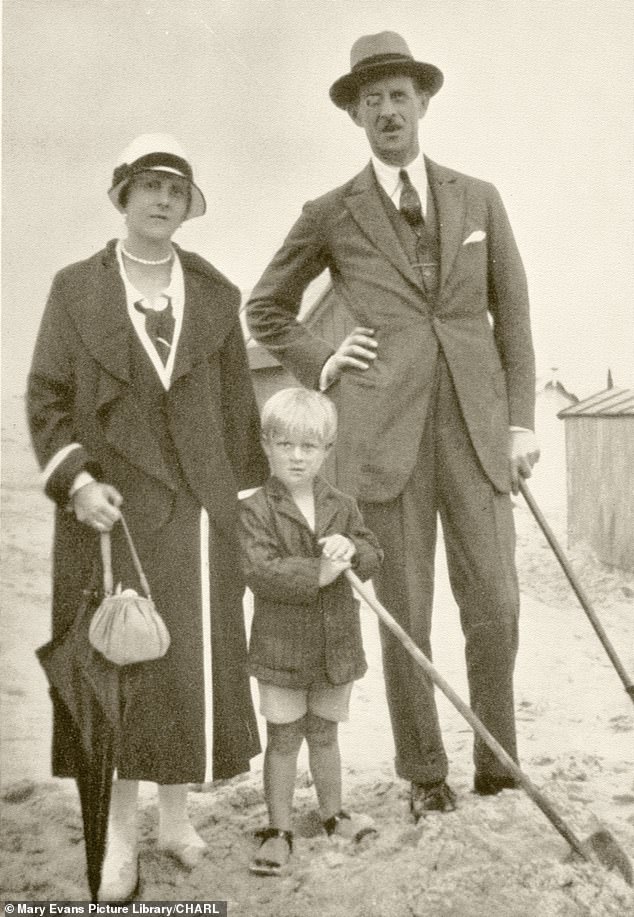 By the time Philip (center) was just nine years old, his mother (left) had been sent to a Swiss sanatorium and his father (right) went to live with his mistress.