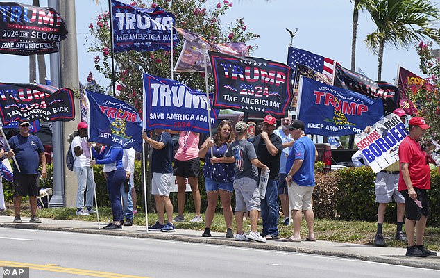 Supporters of Donald Trump gather in West Palm Beach, Florida, on June 2 following his conviction