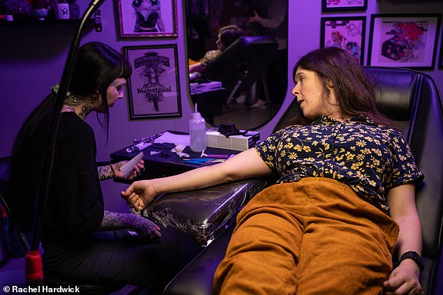 The comedian was pictured getting a tattoo