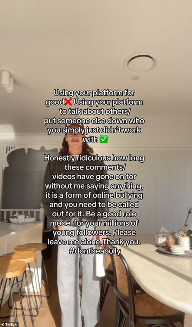 Jordan, a fellow influencer, seemed to feel like the video was about him, and while he didn't mention Sophia in return, he hit back with his own clip posted to TikTok on Saturday.