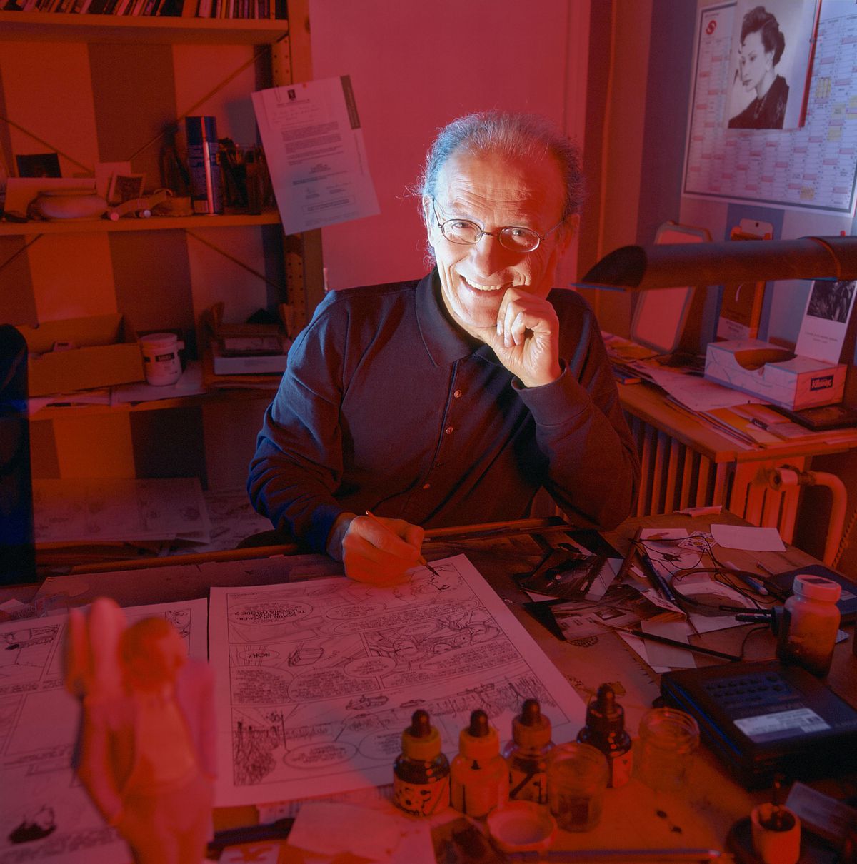 Jean Giraud poses in his studio