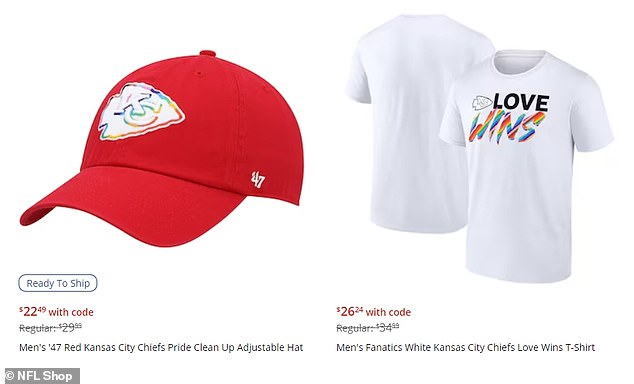 Teams have continued to sell Pride-themed merchandise on the official NFL store