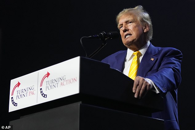 Republican presidential candidate, former President Donald Trump, speaks at a campaign rally in Arizona