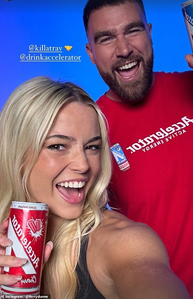 Before her trip, Dunne was featured in a TV ad for Accelerator Energy with the Chiefs' Travis Kelce