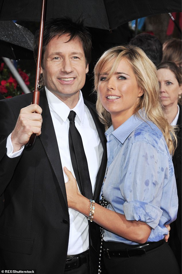 Duchovny famously split from Leoni (R, pictured in 2010) in 2008, just months before completing a stint in rehab for sex addiction, but they rekindled their romance in 2009 before splitting for a second time in 2011 and their divorce was finalized in 2014.