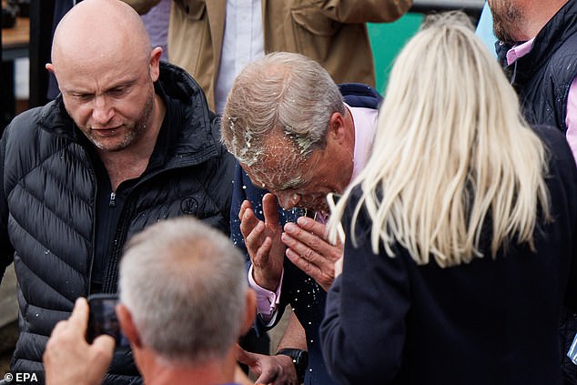 The OnlyFans model struck as Farage stepped out of a Wetherspoons pub in the seaside resort