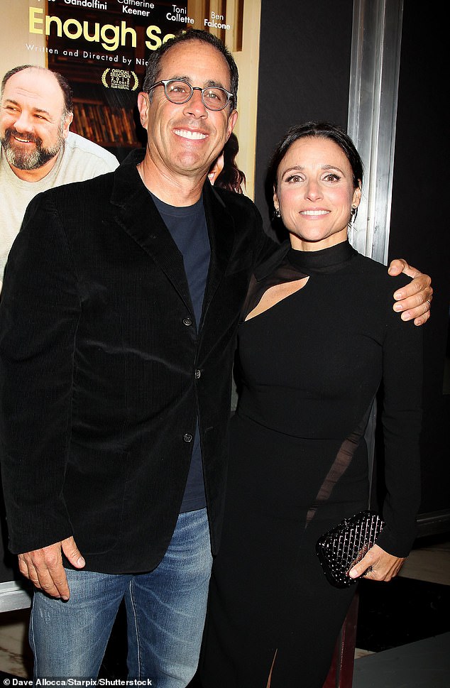 When it comes to Seinfeld's comment about creativity being stunted due to PC culture, Louis-Dreyfus thinks the problem stems from those with the real power and money choosing which shows get the green light;  the duo is pictured in September 2013
