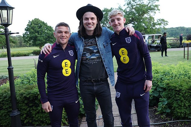 Singer James Bay (centre) made a secret appearance for the English camp in Rockliffe