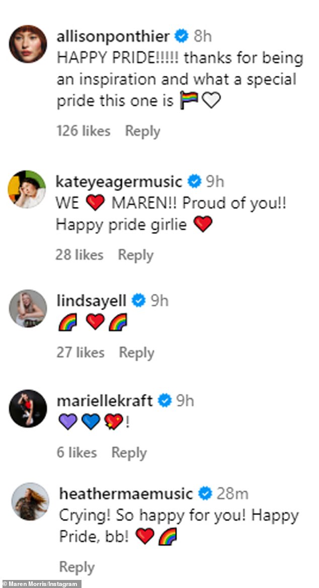 Maren received supportive comments from her current opening act Allison Ponthier as well as fellow singers Kate Yeager, Lindsay Ell, Marielle Kraft and Heather Mae