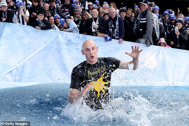 Olympic gold medalist Mack Horton came dressed as Midnight Oil singer Peter Garrett