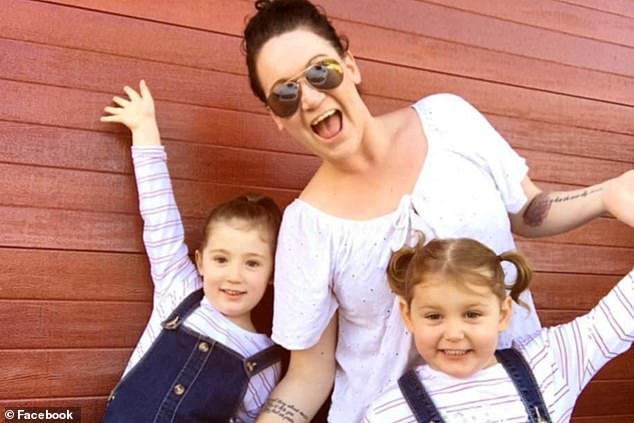 Police have alleged that Van Oysen (pictured center) was driving a car that left the road on the Great Western Highway before the car crashed into a tree, leading to the deaths of her two daughters (pictured left and right) .