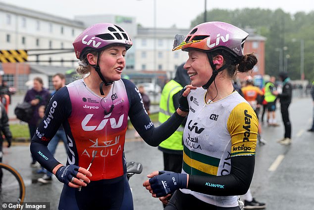 The Australian is congratulated by compatriot Amber Pate (left) after her victory