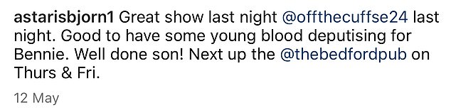 And it appears the gig is a family affair as one of Susanna and Dominic's sons had to perform as Benny Andersson for a gig at Off The Cuff in Herne Hill when a band member was unavailable.