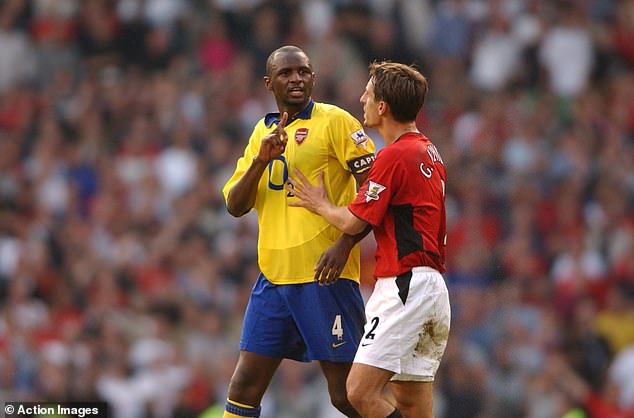 Vieira admitted that he had previously confronted Gary Neville (right) and that he couldn't stand him
