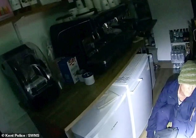 Bodycam footage from an arriving Kent police officer shows the moment Clark is discovered hiding behind the restaurant counter
