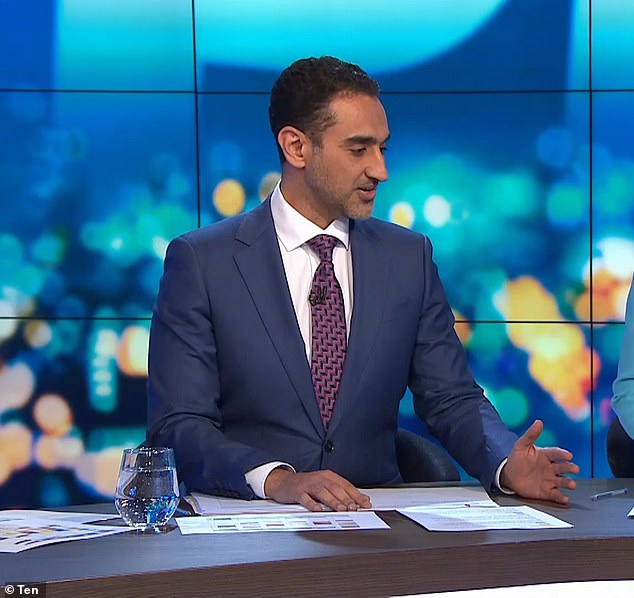 Waleed Aly (pictured) defended Andrew's policies as 'wildly popular', while Steve disagreed