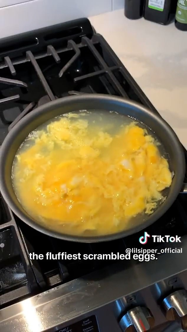 The unusual recipe consists of pouring beaten eggs into boiling water and cooking until firm