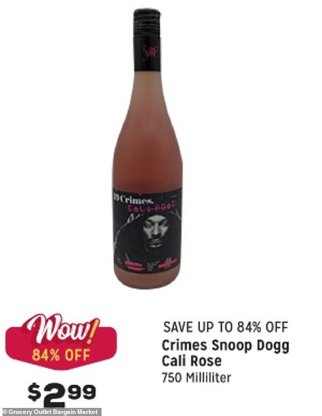 Rapper Snoop Dogg's 19 Crimes rosé can be purchased retail for a whopping $2.99.  The bottle typically sells for $15 or more online and at liquor stores