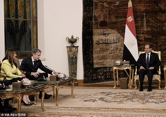 Egyptian President Abdel Fattah al-Sisi meets with US Secretary of State Antony Blinken at the Presidential Palace in Cairo, Egypt, Monday, June 10, 2024