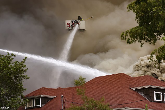 The inferno, which started on the third floor, sent several residents to the hospital