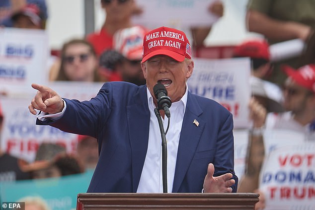 Trump speaking at his rally in Las Vegas on June 9 denounced Biden's 'ad' highlighting a 2020 report from The Atlantic in which Trump reportedly called fallen US soldiers 'suckers' and 'losers'