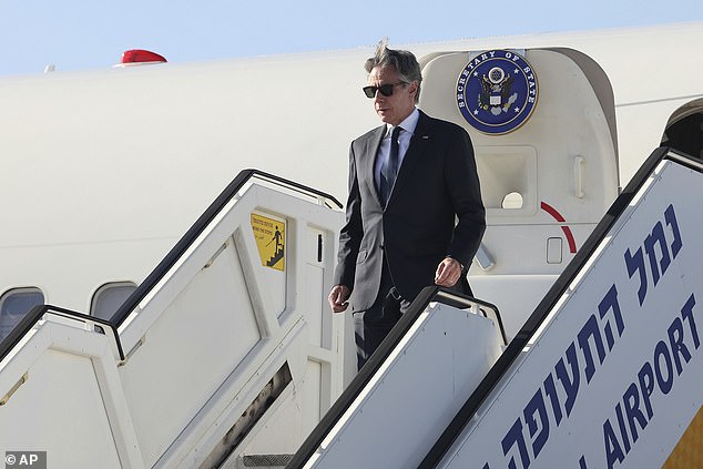Secretary of State Antony Blinken was captured Monday as he arrived at Tel Aviv's Ben Gurion Airport for meetings with Prime Minister Benjamin Netanyahu and other Israeli leaders