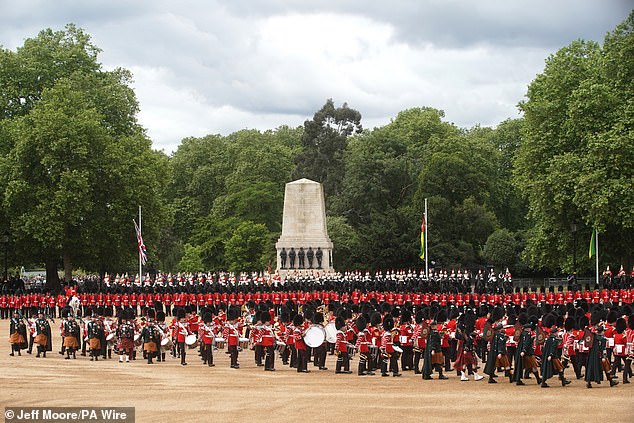 Troops take part in the Colonel's Review during the Horse Guards Parade in London on June 8