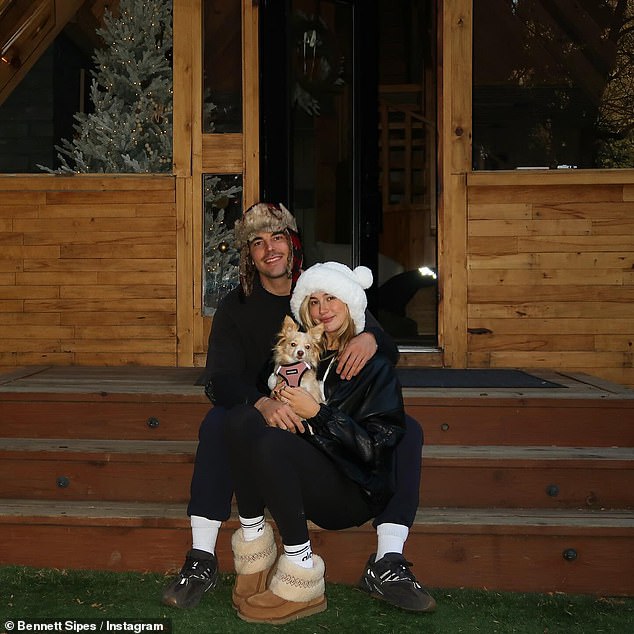 Bennett shared photos from their romantic cabin getaway in honor of their two-year anniversary